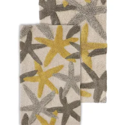 Chesapeake Ariel Star Pattern Cotton Anti Skid 2 Piece Bath Rug Set