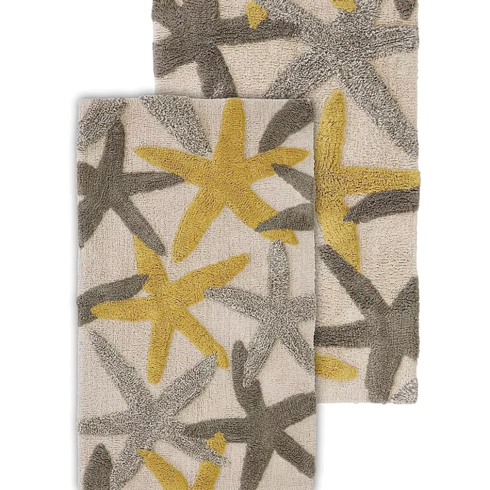Chesapeake Ariel Star Pattern Cotton Anti Skid 2 Piece Bath Rug Set