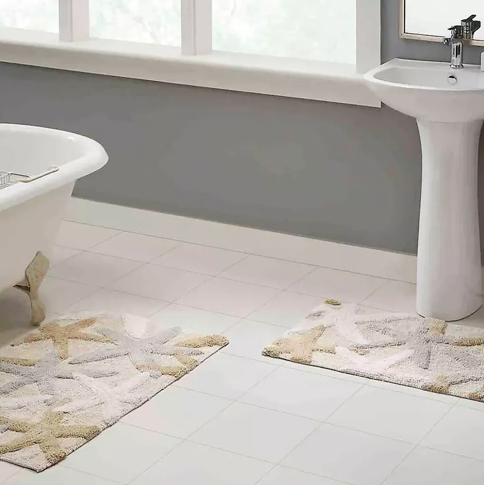 Chesapeake Ariel Star Pattern Cotton Anti Skid 2 Piece Bath Rug Set