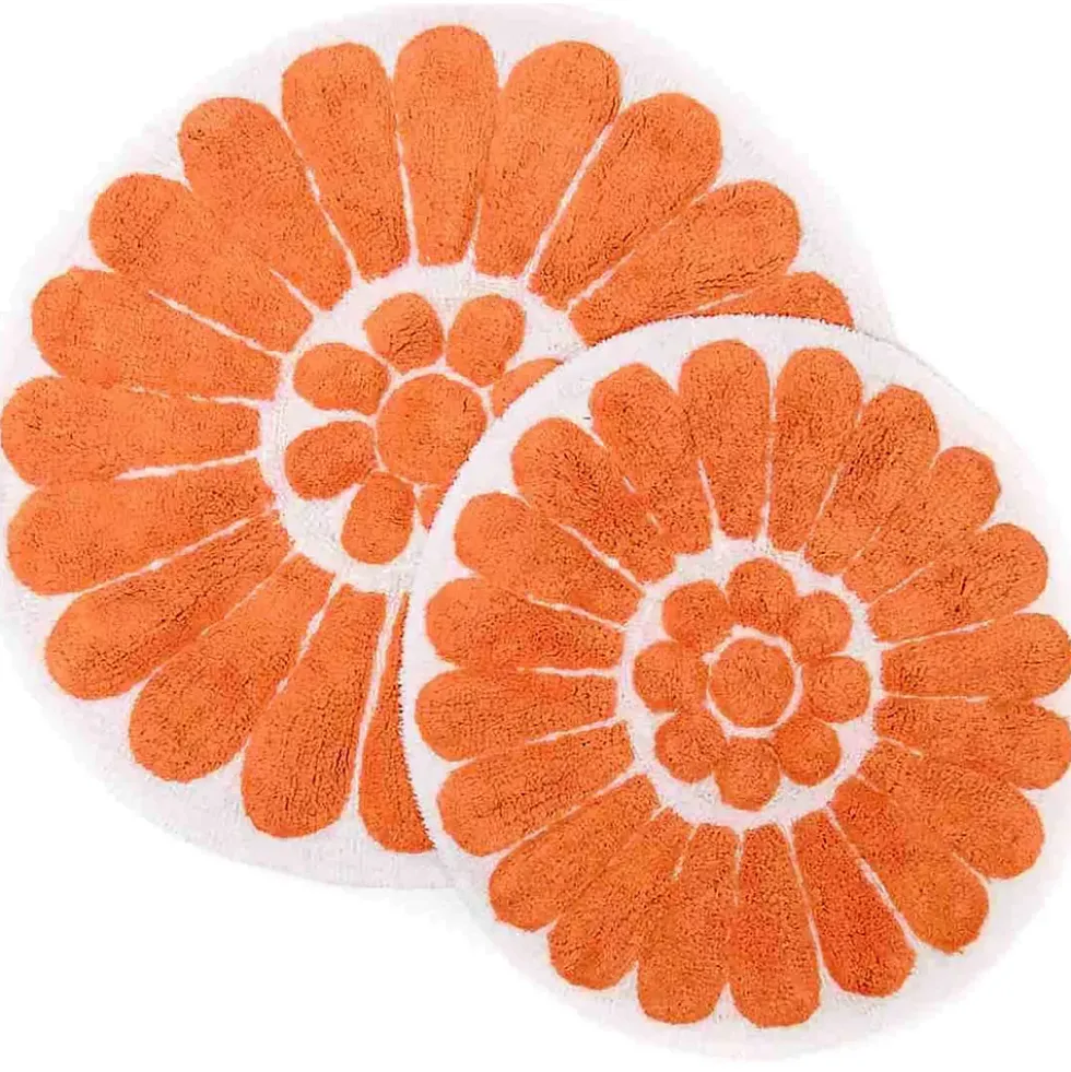Chesapeake Bursting Flower Cotton Anti Skid 2 Piece Round Bath Rug Set