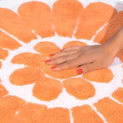 Chesapeake Bursting Flower Cotton Anti Skid 2 Piece Round Bath Rug Set