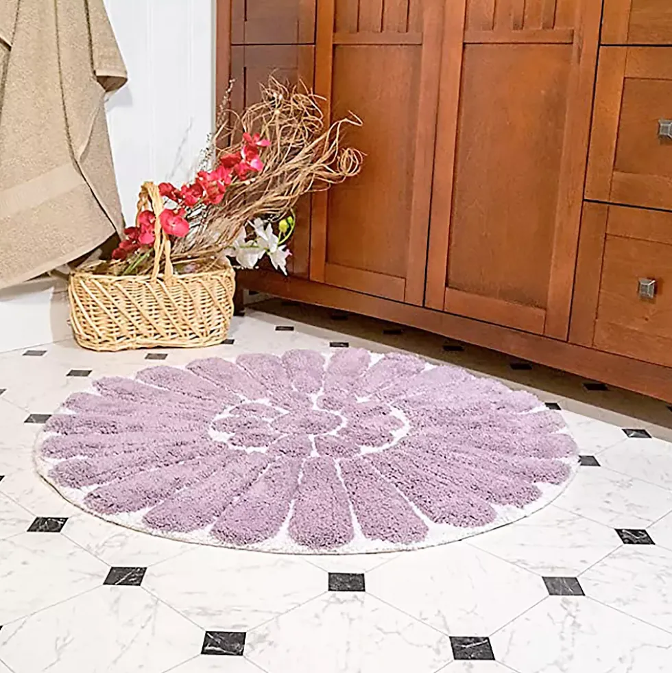 Chesapeake Bursting Flower Cotton Anti Skid 2 Piece Round Bath Rug Set