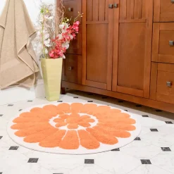 Chesapeake Bursting Flower Cotton Anti Skid 2 Piece Round Bath Rug Set