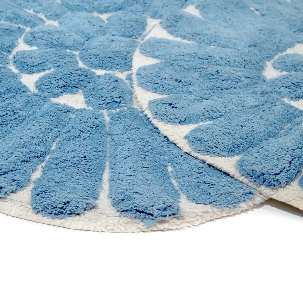 Chesapeake Bursting Flower Cotton Anti Skid 2 Piece Round Bath Rug Set