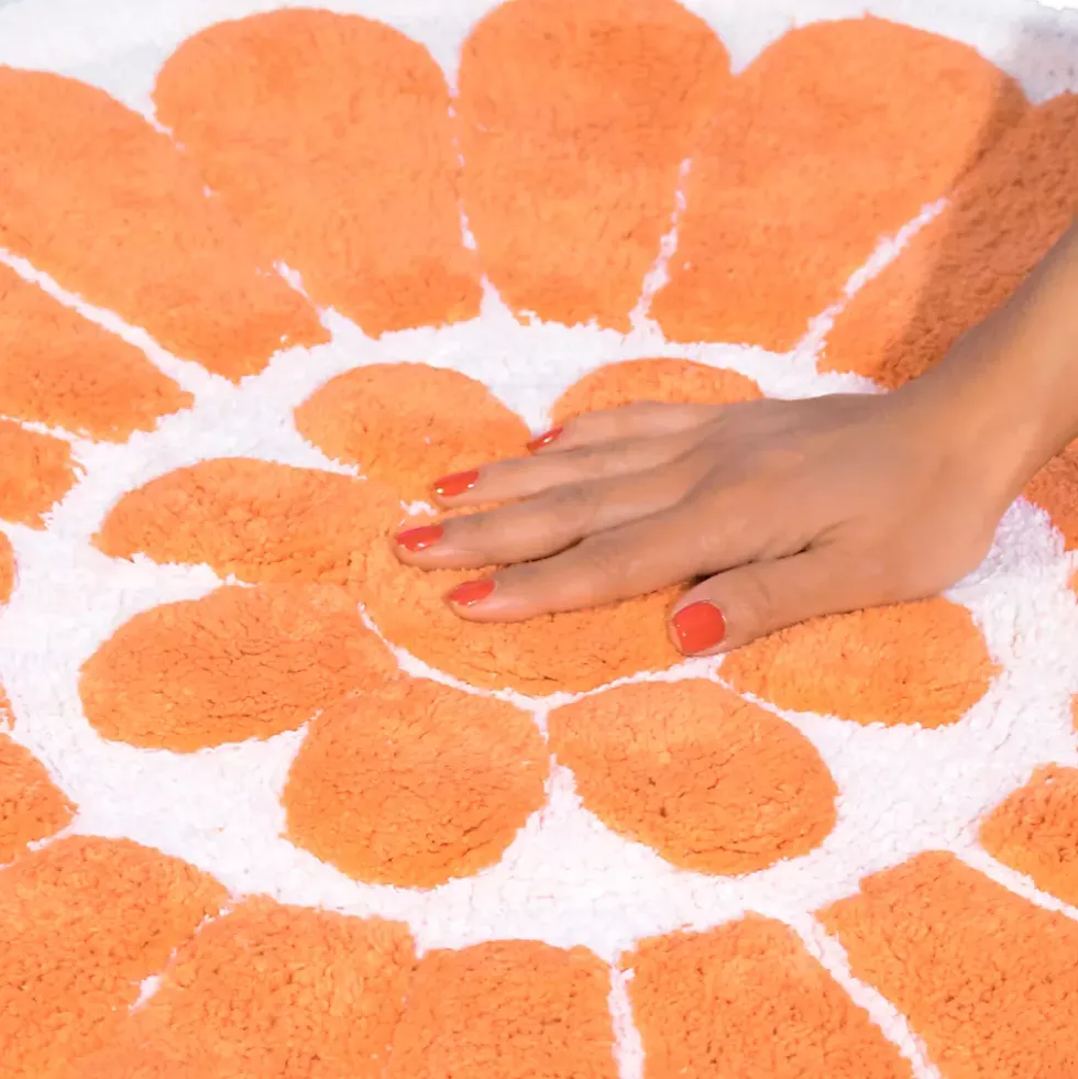 Chesapeake Bursting Flower Cotton Anti Skid 2 Piece Round Bath Rug Set