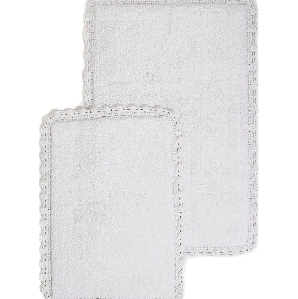 Chesapeake Crochet Cotton Anti Skid 2 Piece Bath Rug Set