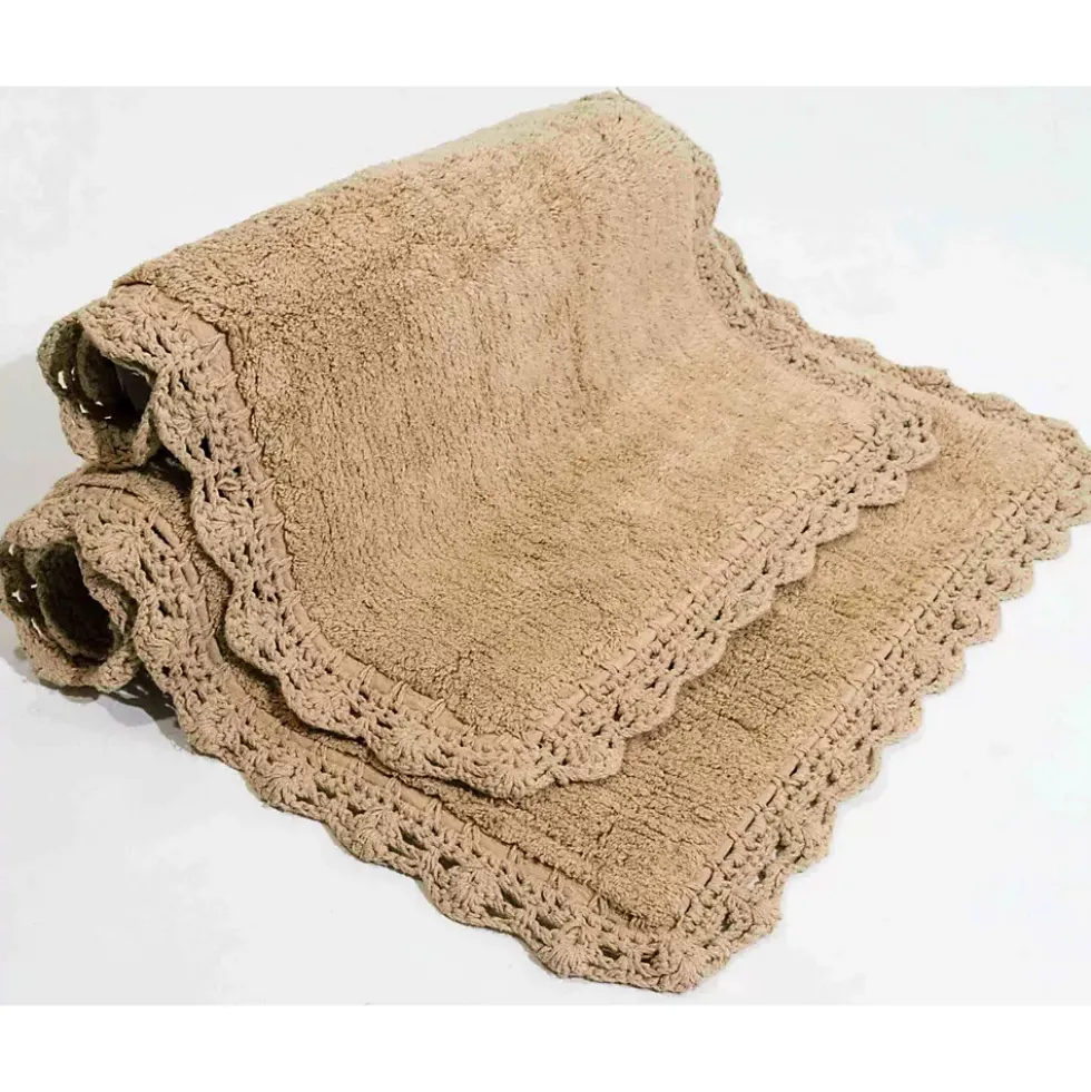 Chesapeake Crochet Cotton Anti Skid 2 Piece Bath Rug Set