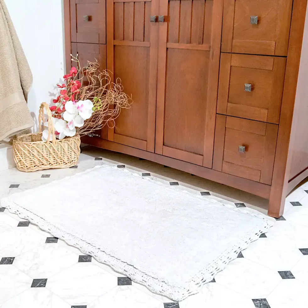 Chesapeake Crochet Cotton Anti Skid 2 Piece Bath Rug Set
