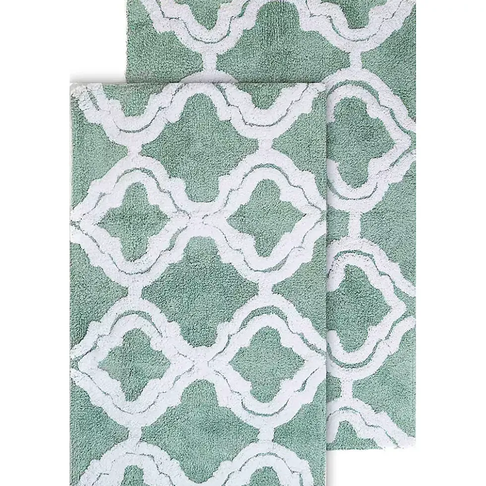 Chesapeake Double Quatrefoil Cotton Anti Skid 2 Piece Bath Rug Set