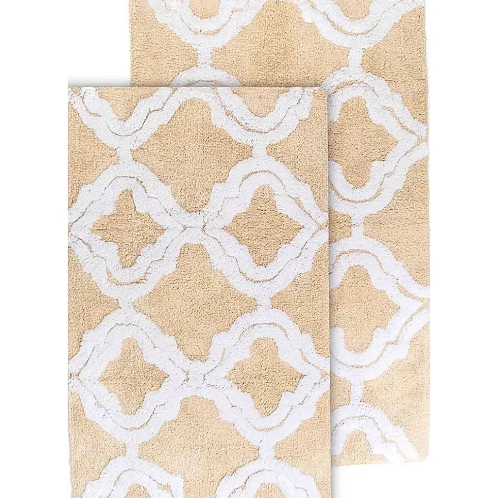 Chesapeake Double Quatrefoil Cotton Anti Skid 2 Piece Bath Rug Set