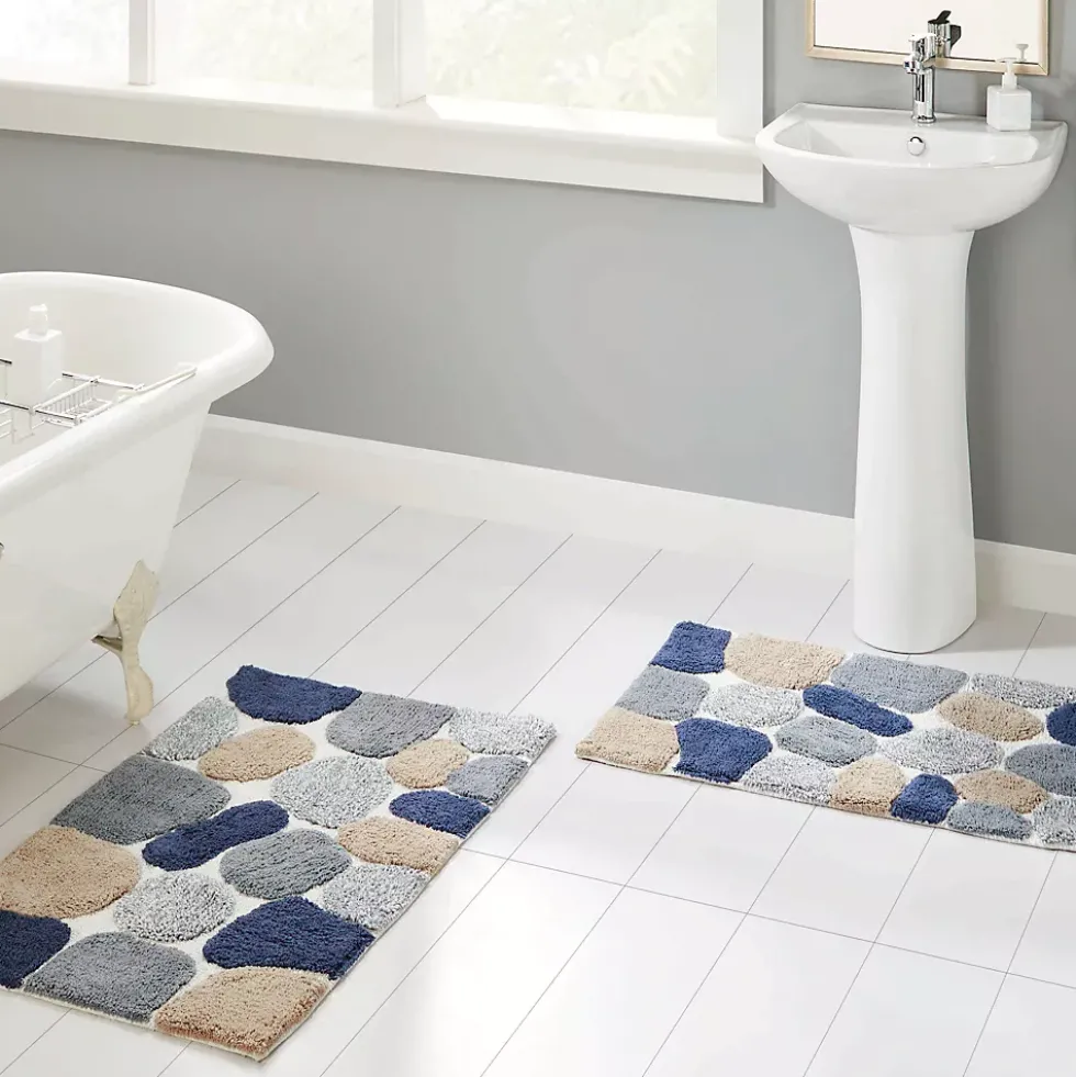 Chesapeake Pebbles Cotton Non-Skid 20''x32'' Bath Rug - Set of 2