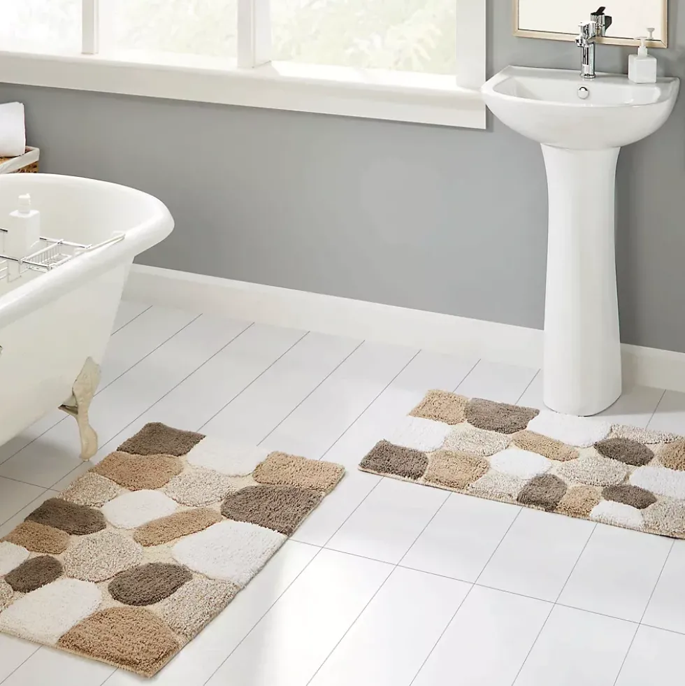 Chesapeake Pebbles Cotton Non-Skid 20''x32'' Bath Rug - Set of 2