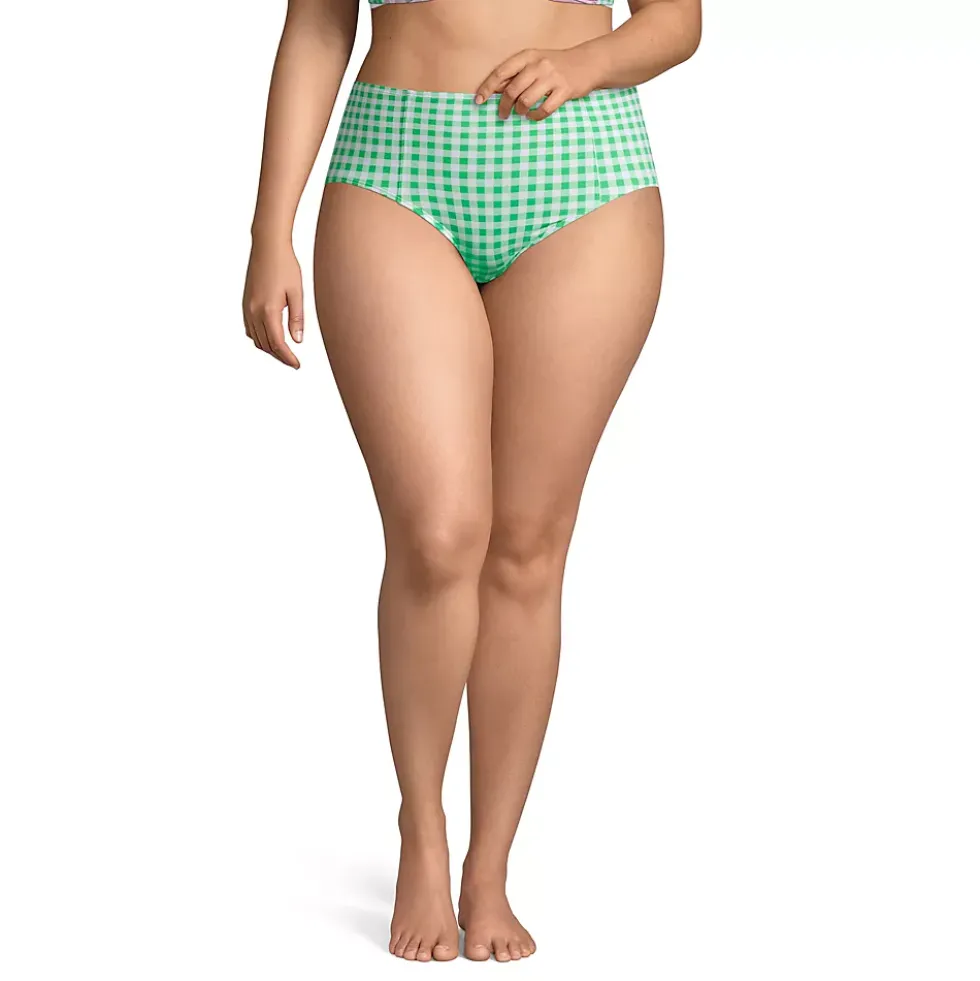 Draper James x Lands' End Women's Plus Size Chlorine Resistant Retro High Waisted Bikini Bottoms