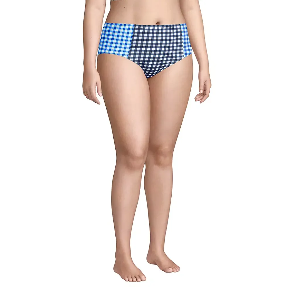 Draper James x Lands' End Women's Plus Size Chlorine Resistant Retro High Waisted Bikini Bottoms