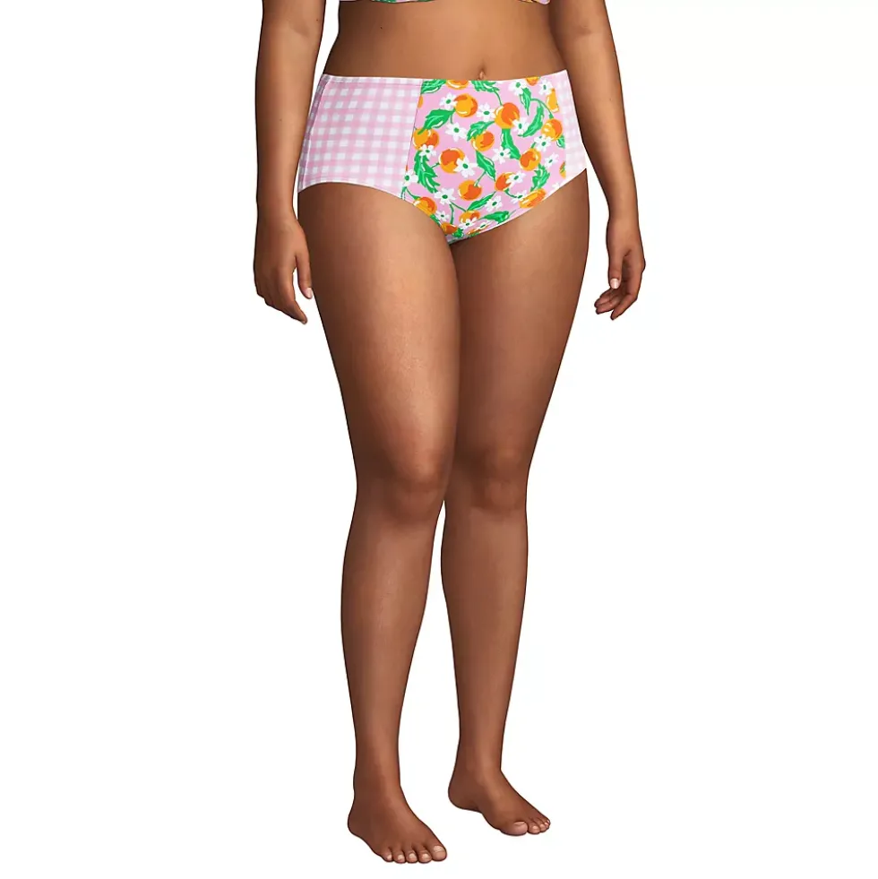 Draper James x Lands' End Women's Plus Size Chlorine Resistant Retro High Waisted Bikini Bottoms