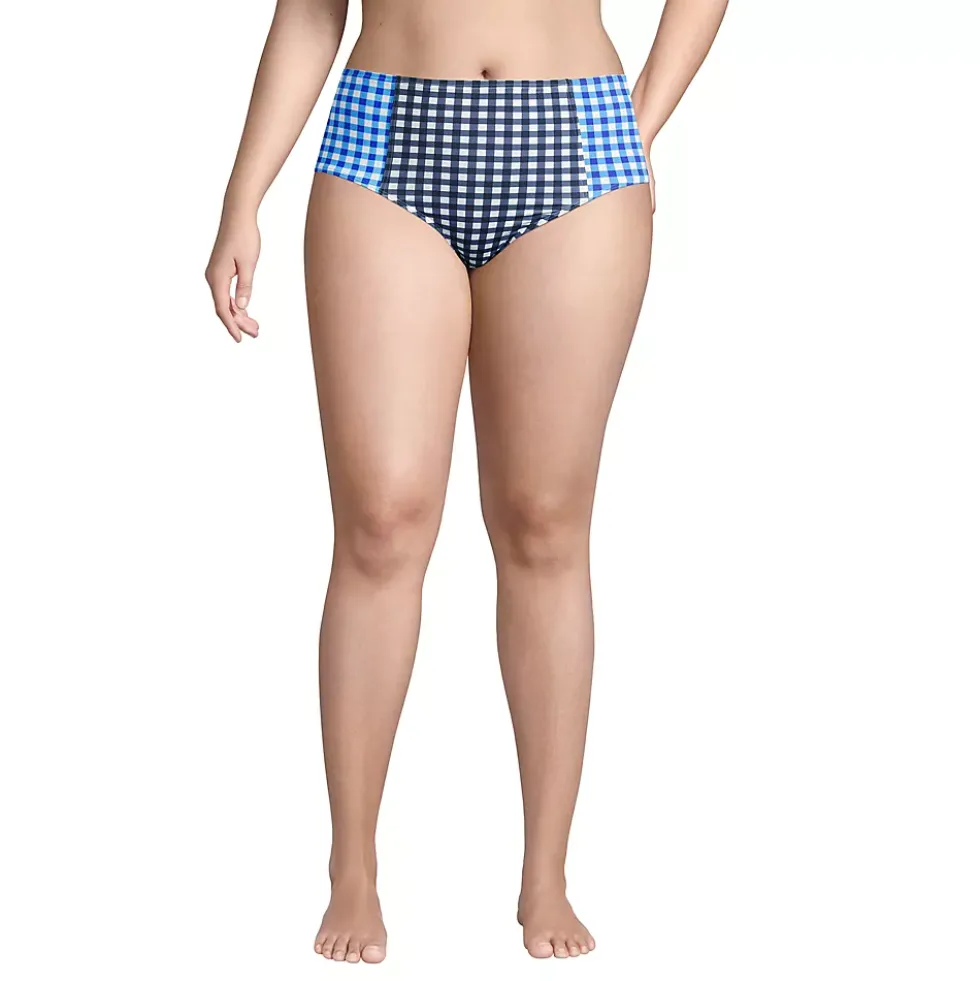 Draper James x Lands' End Women's Plus Size Chlorine Resistant Retro High Waisted Bikini Bottoms
