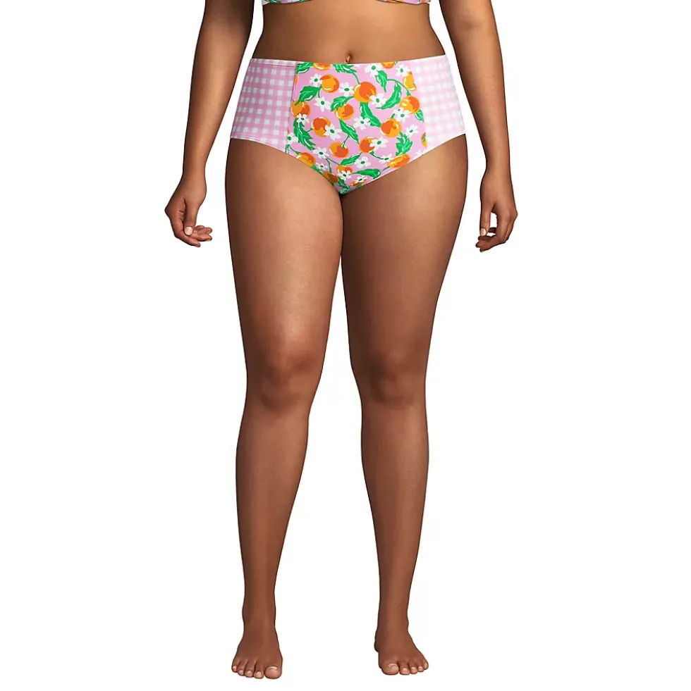 Draper James x Lands' End Women's Plus Size Chlorine Resistant Retro High Waisted Bikini Bottoms
