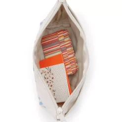 Embroidered Zipper Canvas Pouch