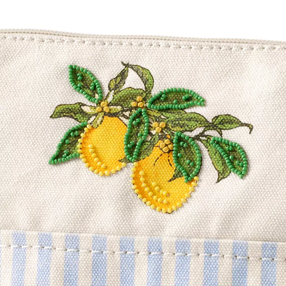 Embroidered Zipper Canvas Pouch