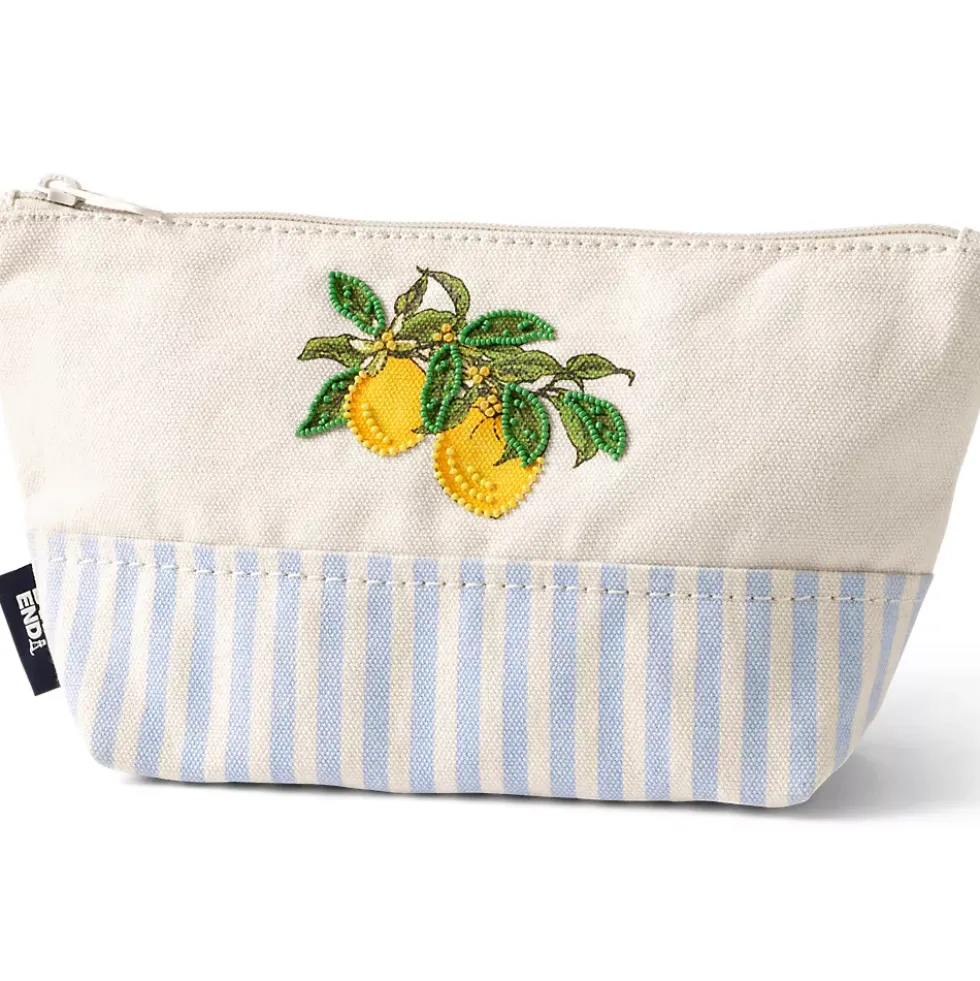 Embroidered Zipper Canvas Pouch