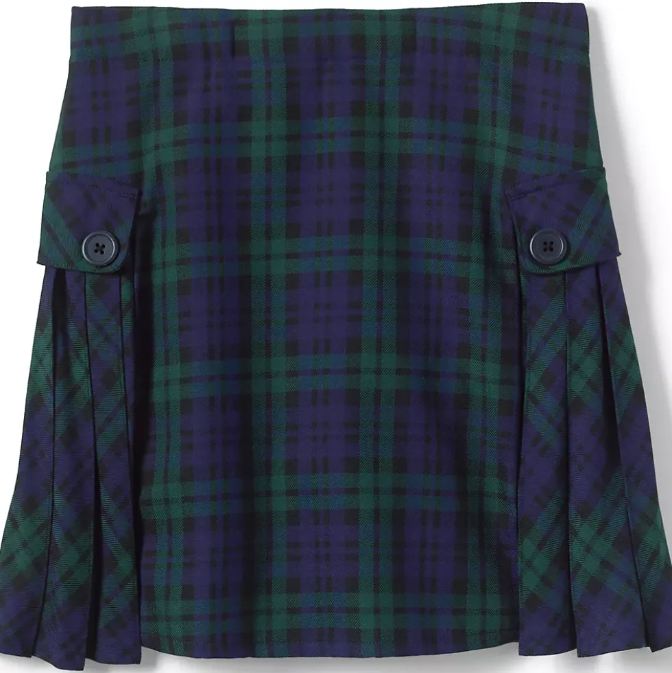 Girls Above the Knee Plaid Side Pleat Skort