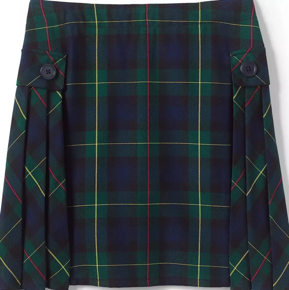 Girls Above the Knee Plaid Side Pleat Skort