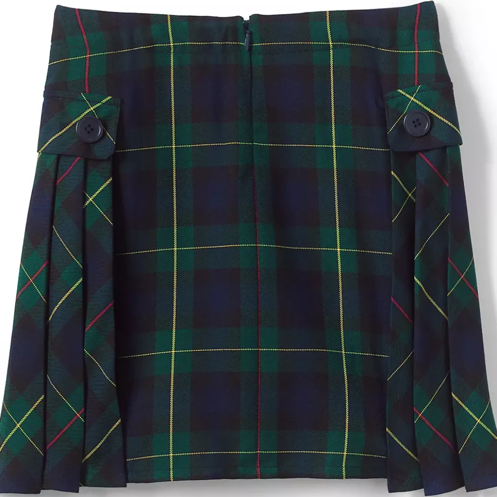 Girls Above the Knee Plaid Side Pleat Skort