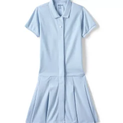 Girls Adaptive Short Sleeve Mesh Polo Dress at the Knee