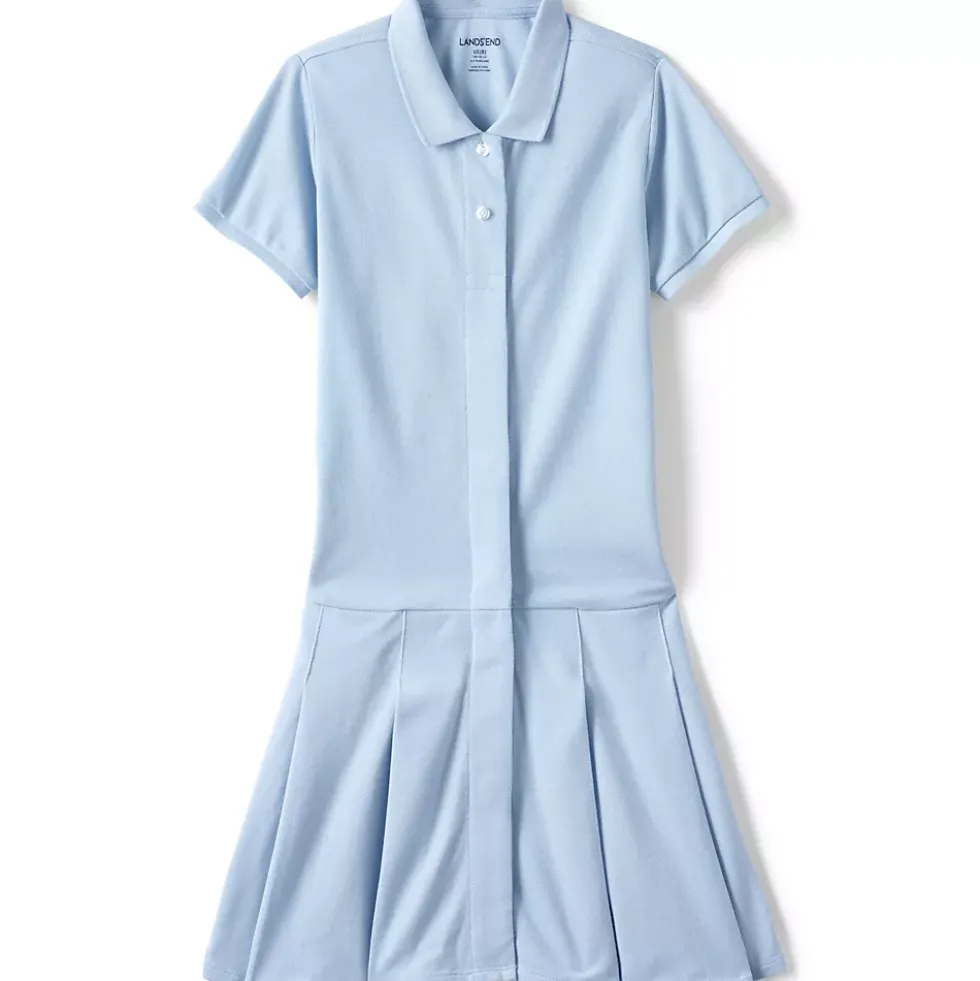 Girls Adaptive Short Sleeve Mesh Polo Dress at the Knee