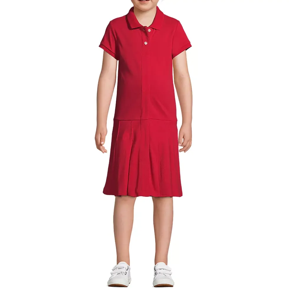 Girls Adaptive Short Sleeve Mesh Polo Dress at the Knee
