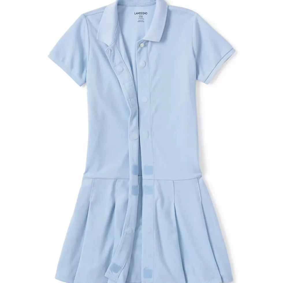 Girls Adaptive Short Sleeve Mesh Polo Dress at the Knee