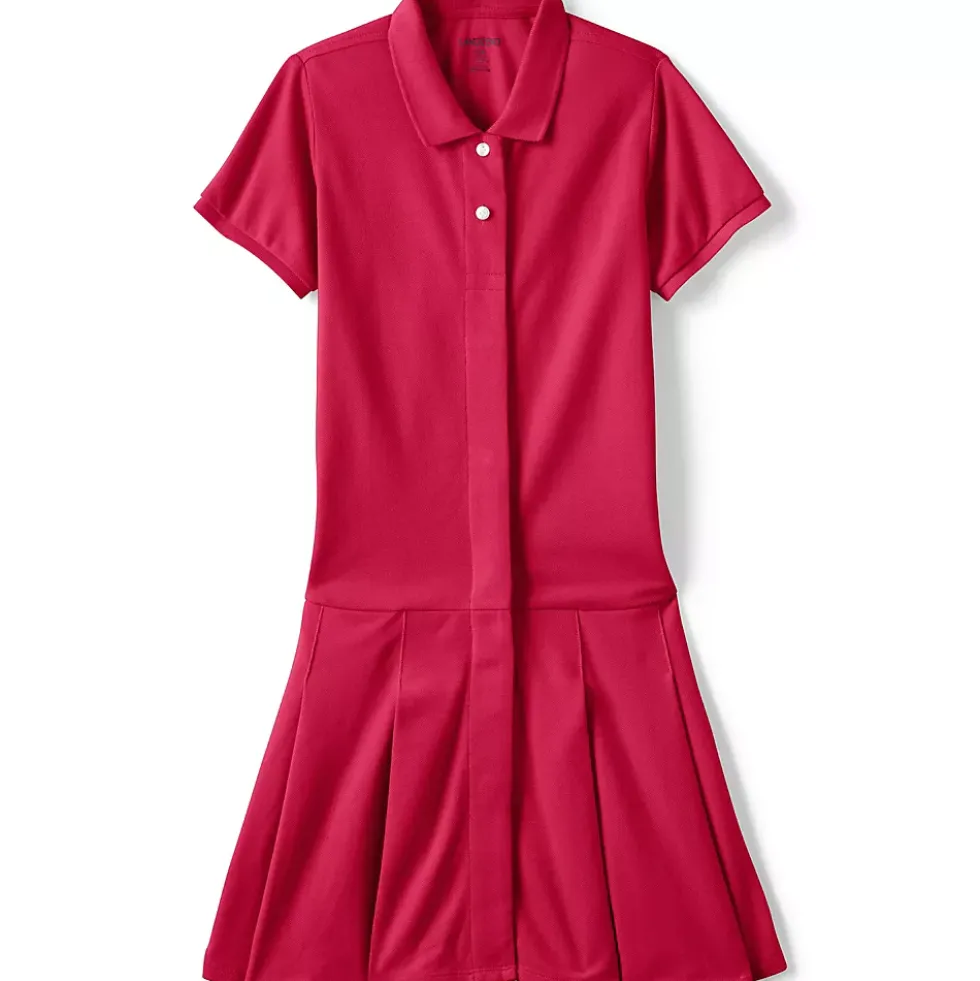 Girls Adaptive Short Sleeve Mesh Polo Dress at the Knee