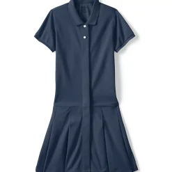 Girls Adaptive Short Sleeve Mesh Polo Dress at the Knee