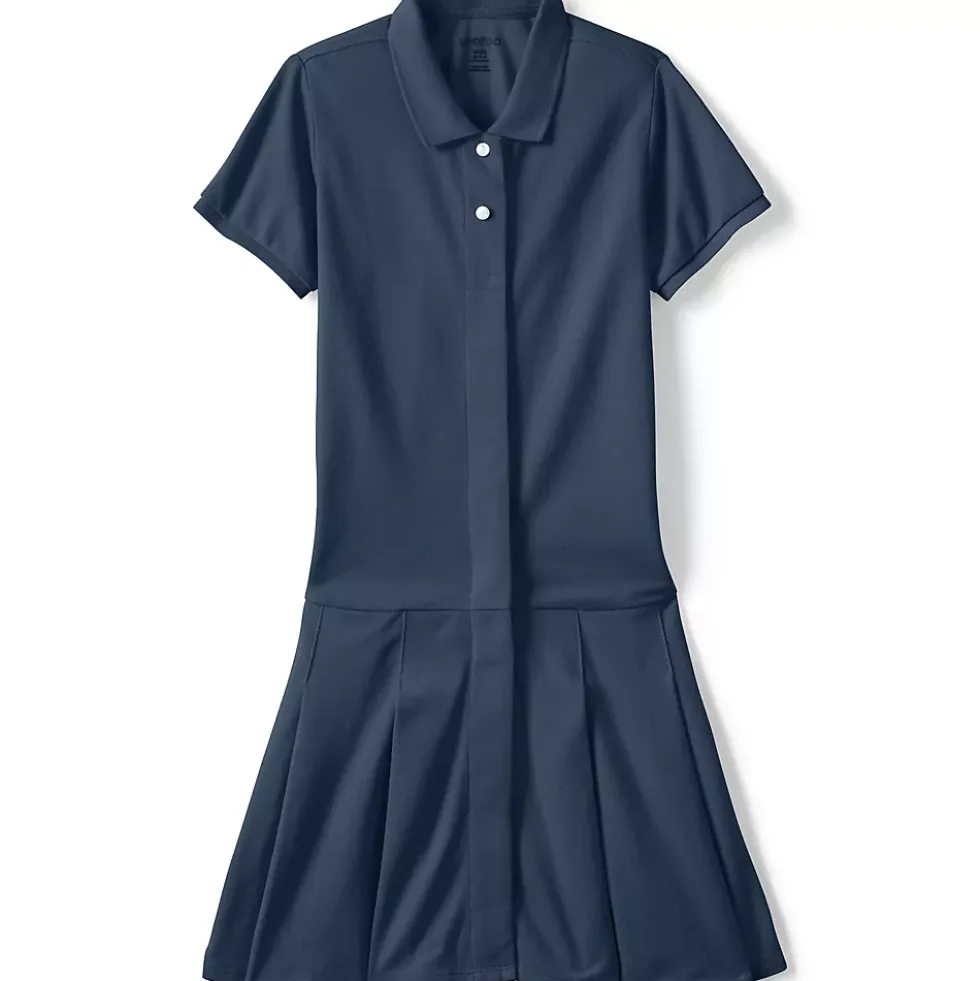 Girls Adaptive Short Sleeve Mesh Polo Dress at the Knee