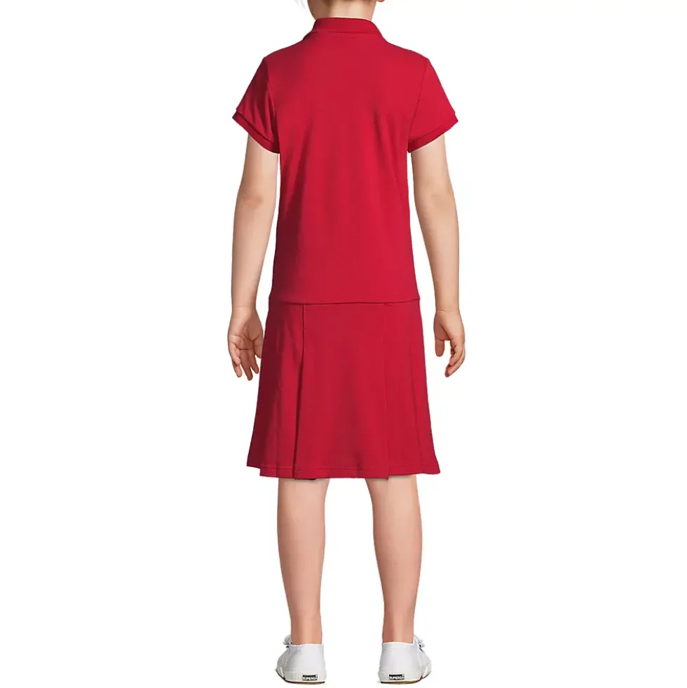 Girls Adaptive Short Sleeve Mesh Polo Dress at the Knee