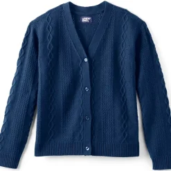 Girls Button Front Cable Cardigan