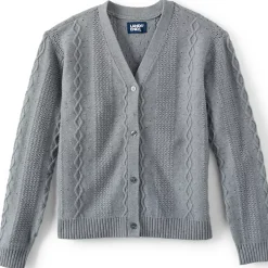 Girls Button Front Cable Cardigan