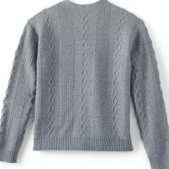 Girls Button Front Cable Cardigan