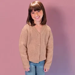 Girls Button Front Knit Sparkle Cardigan