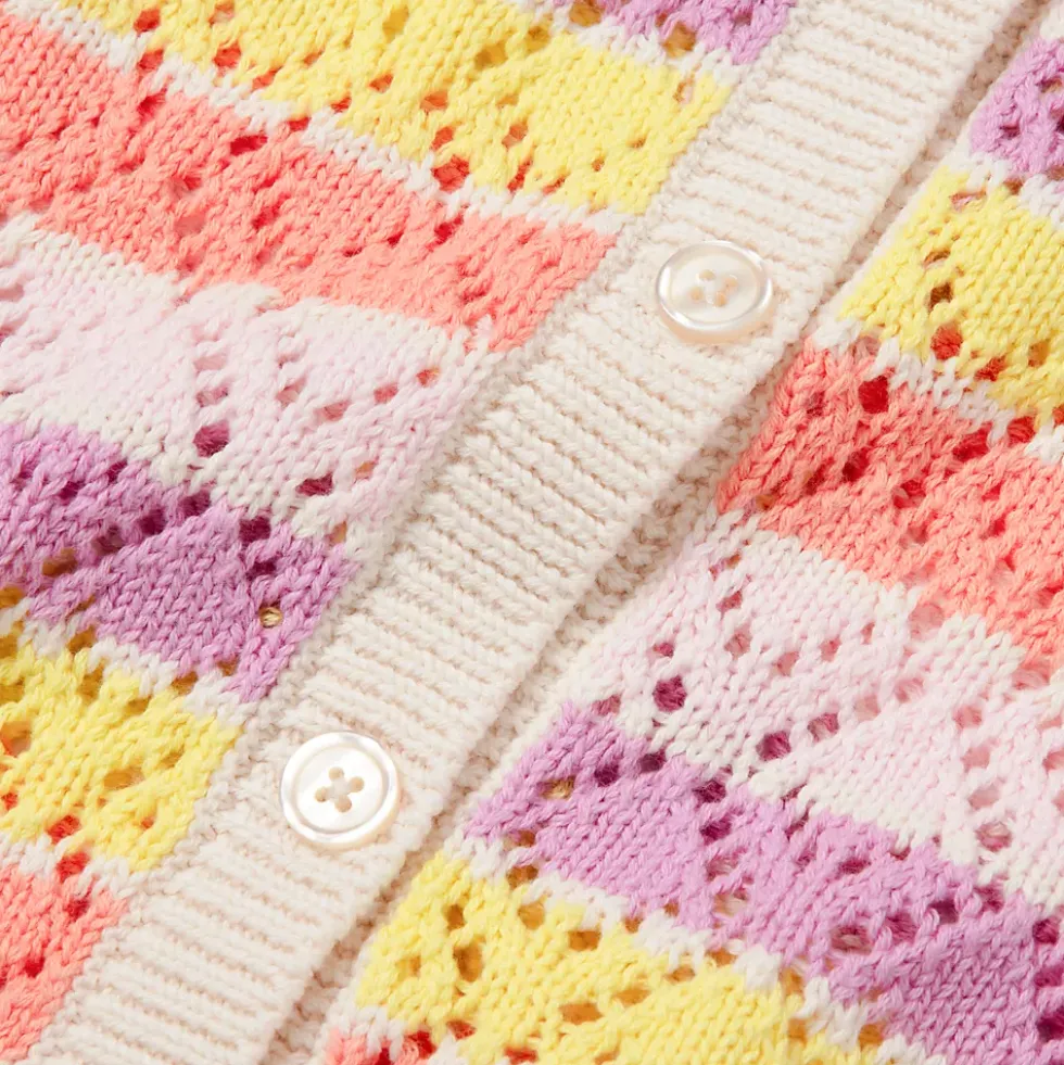 Girls Button Front Pointelle Knit Cardigan