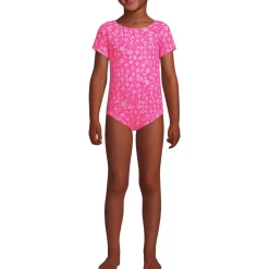 Girls Cap Sleeve Portrait One Piece Swimsuit