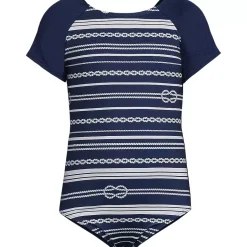 Girls Cap Sleeve Portrait One Piece Swimsuit