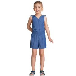 Girls Chambray Cinch Waist Romper
