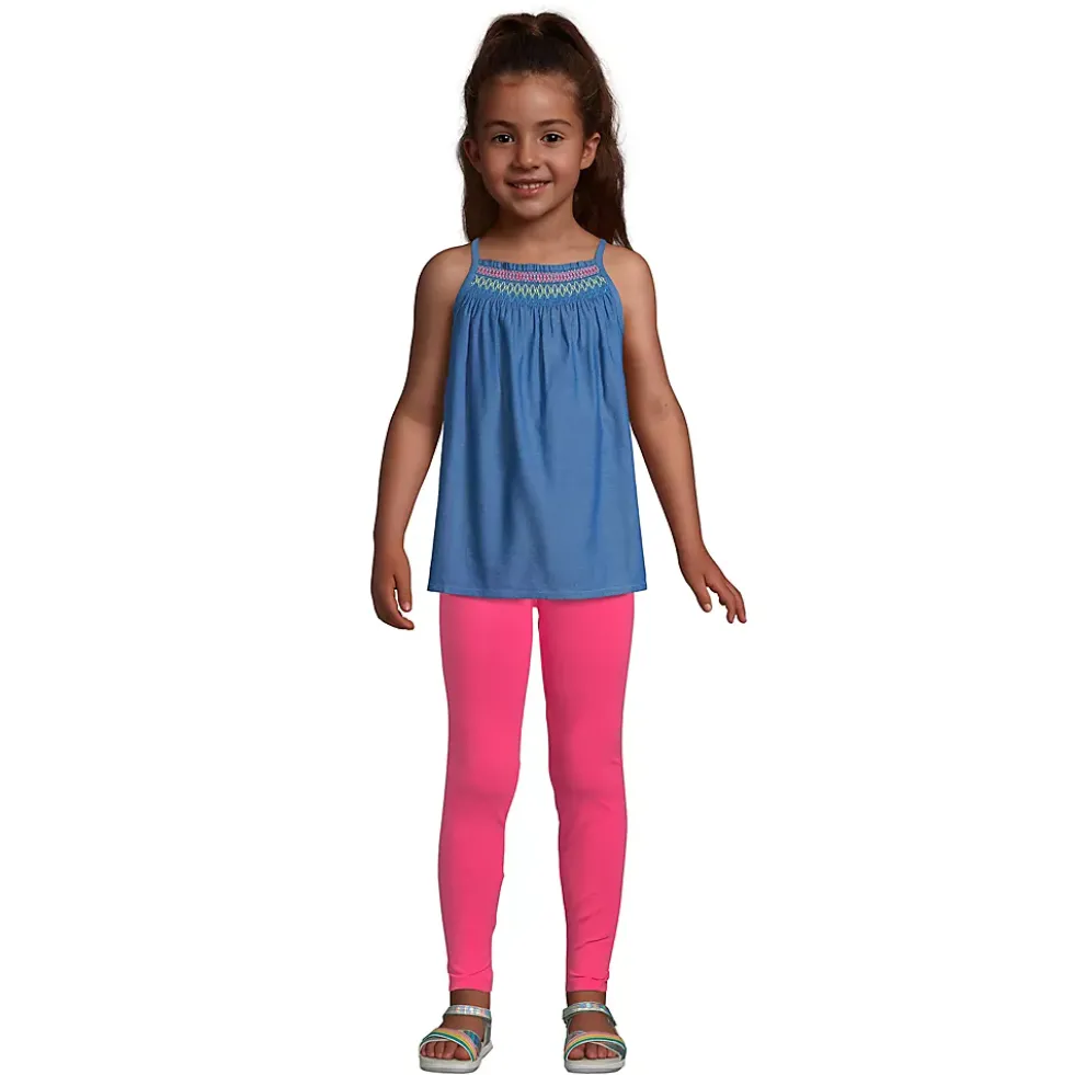 Girls Chambray Smocked Tank Top