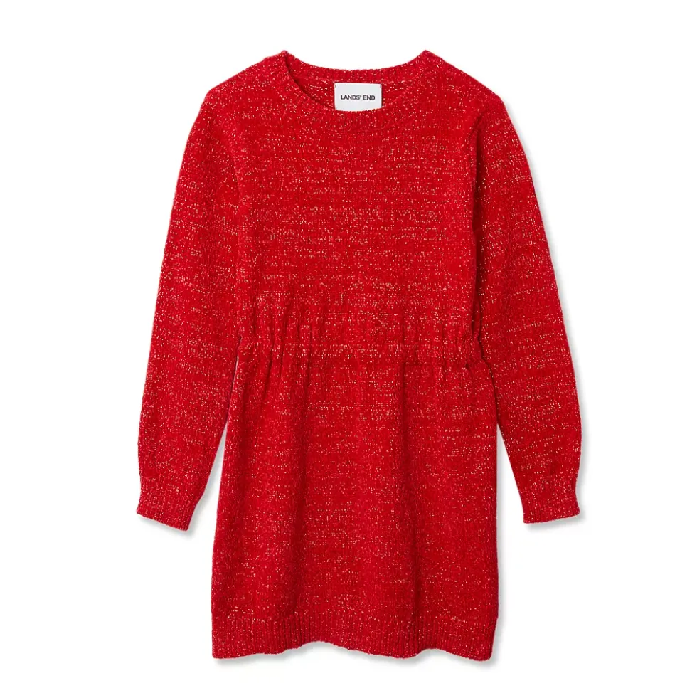 Girls Chenille Cinched Waist Sweater Dress