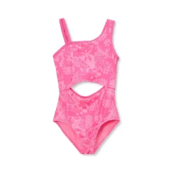 Girls Chlorine Resistant Asymmetrical One Piece Swimsuit