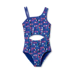 Girls Chlorine Resistant Asymmetrical One Piece Swimsuit