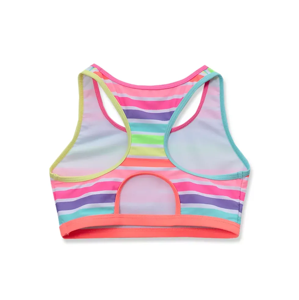 Girls Chlorine Resistant Contrast Racer Back Bikini Top