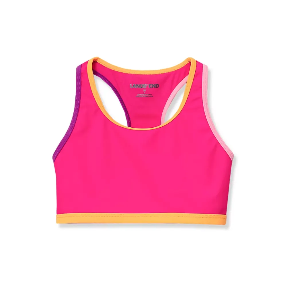 Girls Chlorine Resistant Contrast Racer Back Bikini Top