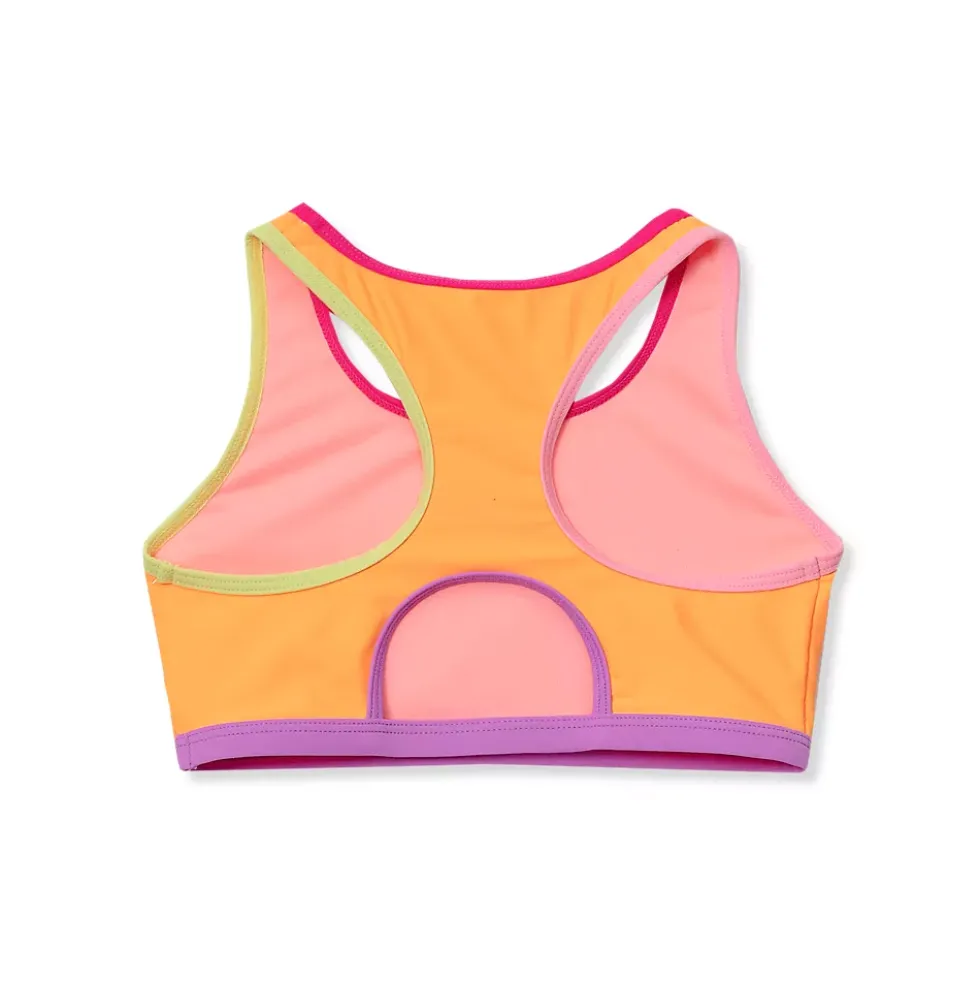Girls Chlorine Resistant Contrast Racer Back Bikini Top